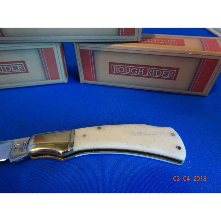 RR135 Couteau Rough Rider White Bone Lame Acier 440 Manche Os - Livraison Gratuite