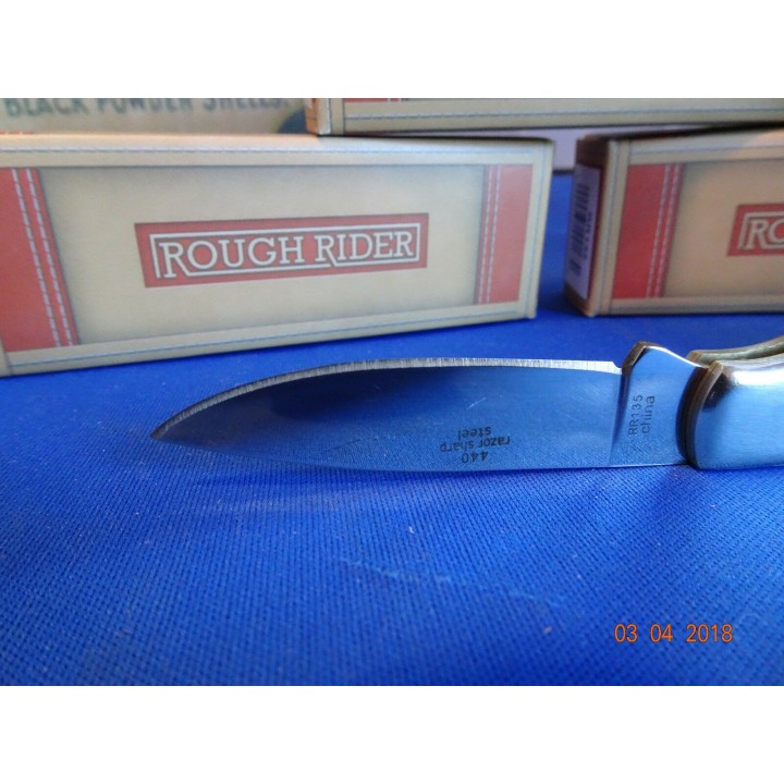 RR135 Couteau Rough Rider White Bone Lame Acier 440 Manche Os - Livraison Gratuite