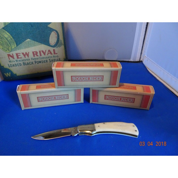RR135 Couteau Rough Rider White Bone Lame Acier 440 Manche Os - Livraison Gratuite