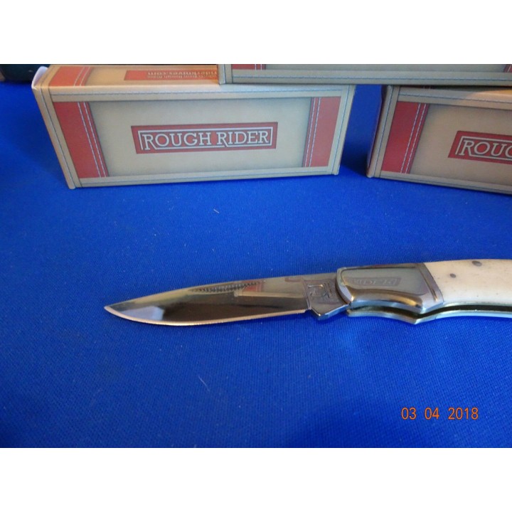 RR135 Couteau Rough Rider White Bone Lame Acier 440 Manche Os - Livraison Gratuite