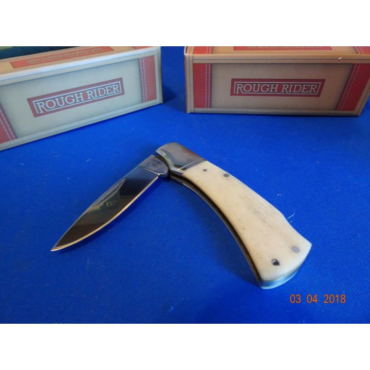 RR135 Couteau Rough Rider White Bone Lame Acier 440 Manche Os - Livraison Gratuite
