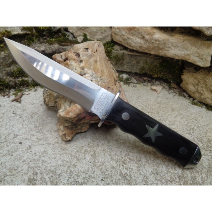 Poignard Couteau de Chasse Bowie Frost Cutlery Manche Bois Lame 3Cr13 Inox Etui Nylon FSHP028 - Livraison Gratuite