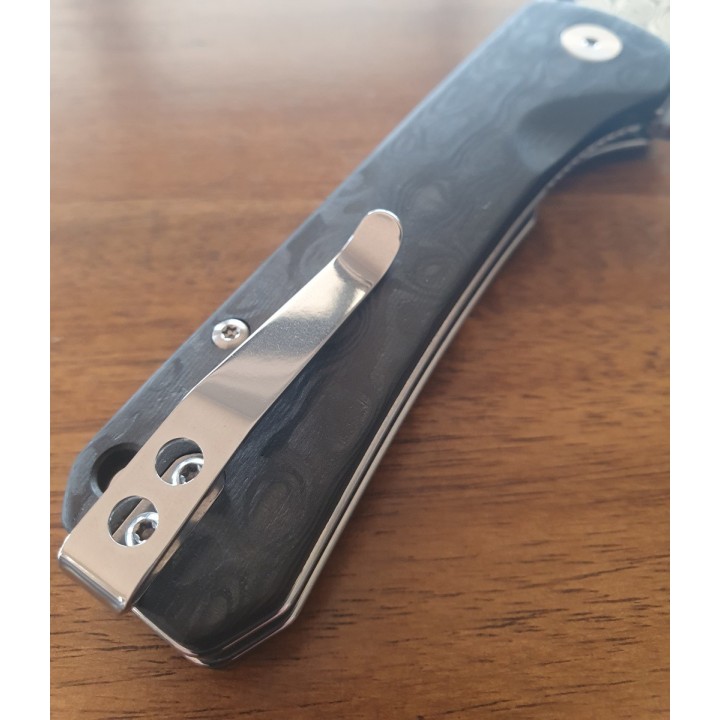 Couteau QSP Hawk Lame Acier S35VN Manche FCarbone Linerlock Clip QS131C - Livraison Gratuite