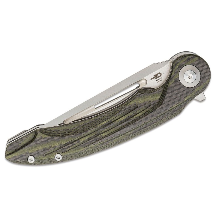 Couteau Bestech Irida Green Manche Fibre Carbone/G10 Acier 14C28N Linerlock Clip BG25F- Livraison Gratuite