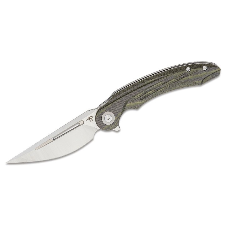 Couteau Bestech Irida Green Manche Fibre Carbone/G10 Acier 14C28N Linerlock Clip BG25F- Livraison Gratuite