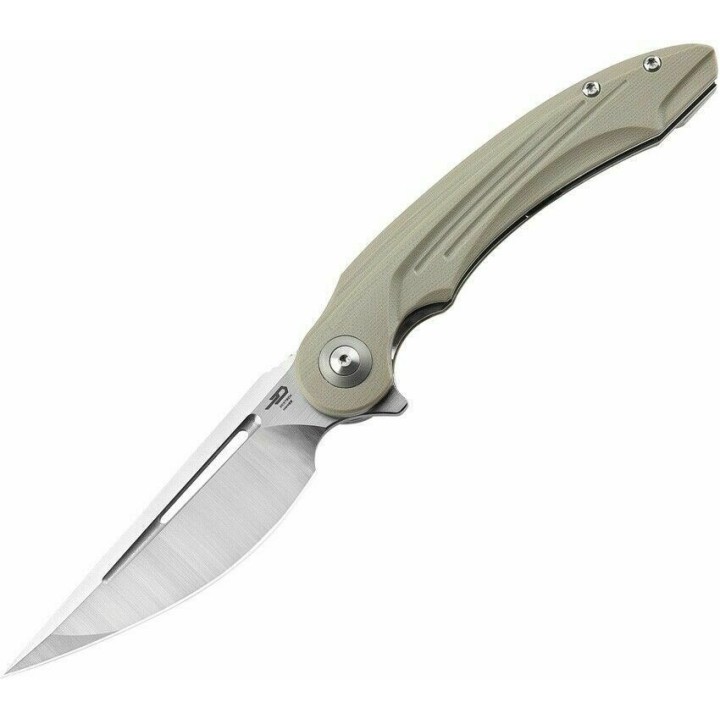 Couteau Bestech Irida Beige Manche G10 Lame Acier 154CM Linerlock Clip BTKG25B - Livraison Gratuite