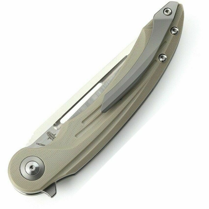 Couteau Bestech Irida Beige Manche G10 Lame Acier 154CM Linerlock Clip BTKG25B - Livraison Gratuite