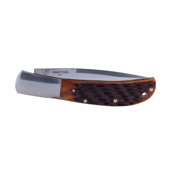Couteau Al Mar Eagle Manche Os lame Acier AUS-8 Lockback Etui Cuir AMK7006 - Livraison Gratuite