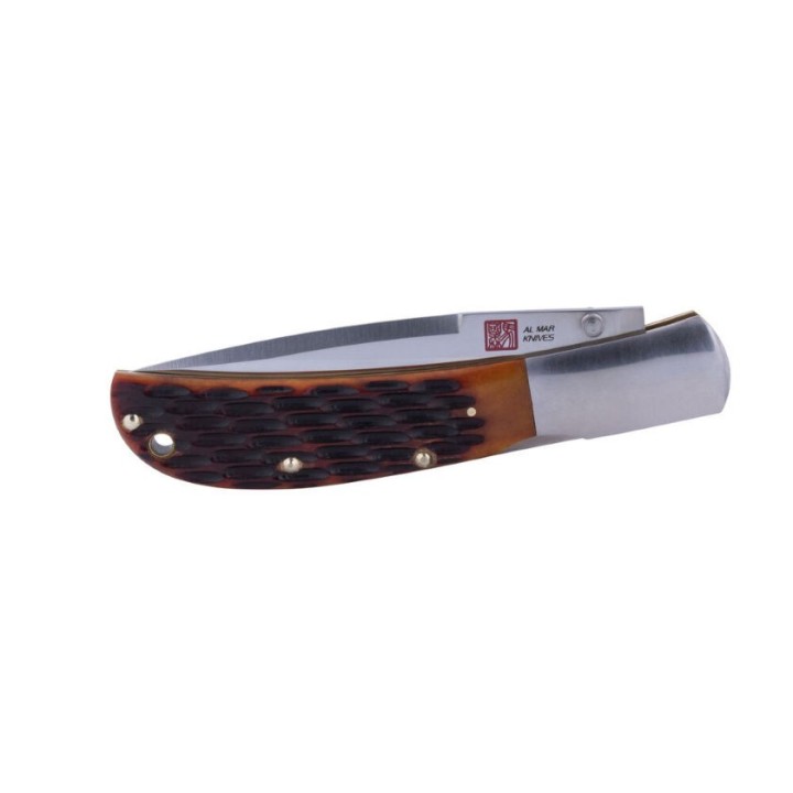 Couteau Al Mar Eagle Manche Os lame Acier AUS-8 Lockback Etui Cuir AMK7006 - Livraison Gratuite