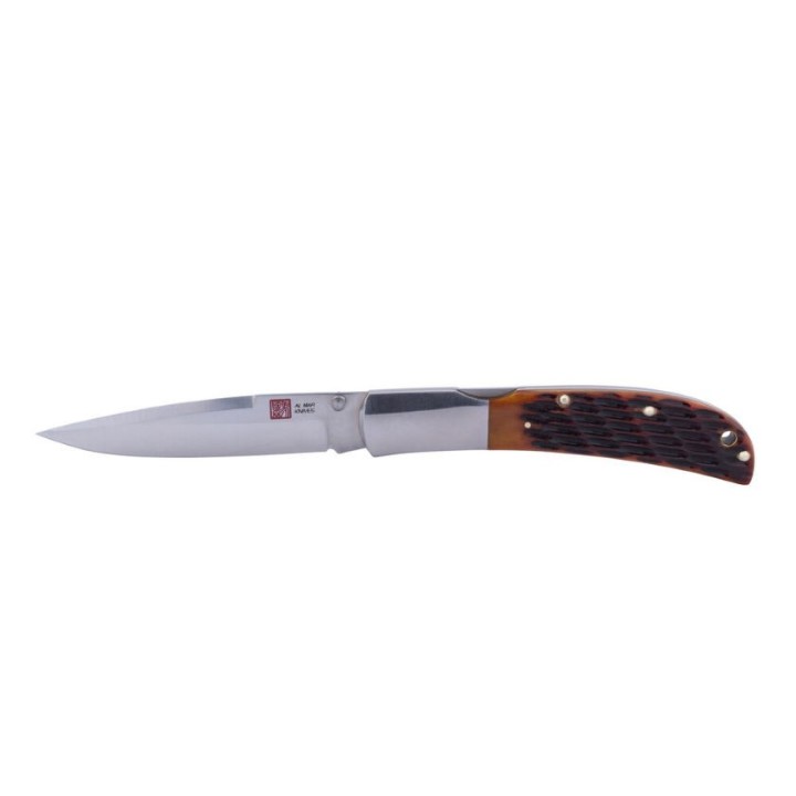 Couteau Al Mar Eagle Manche Os lame Acier AUS-8 Lockback Etui Cuir AMK7006 - Livraison Gratuite