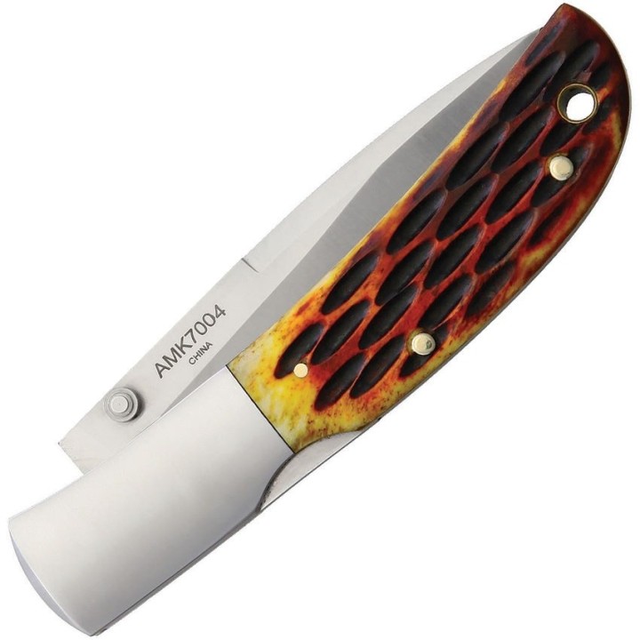 Couteau Al Mar Eagle Manche Os Lame Acier AUS-8 Lockback Etui Cuir AMK7002 - Livraison Gratuite