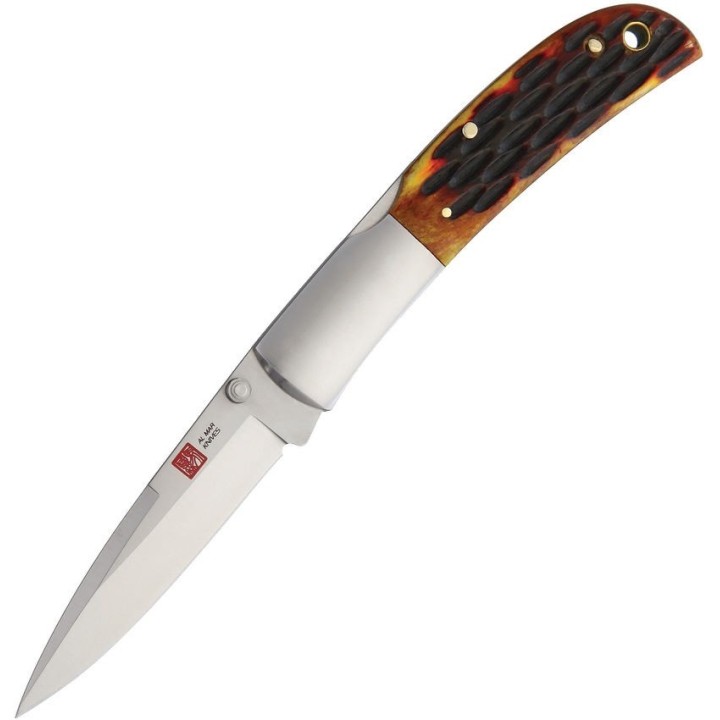 Couteau Al Mar Eagle Manche Os Lame Acier AUS-8 Lockback Etui Cuir AMK7002 - Livraison Gratuite