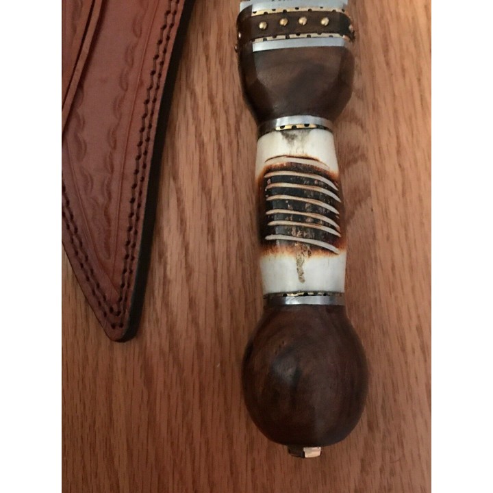 Couteau Scottish Dirk Scotland Sgian Dubh Lame Acier Inox Manche Os/Bois Etui Cuir MR570 - Livraison Gratuite