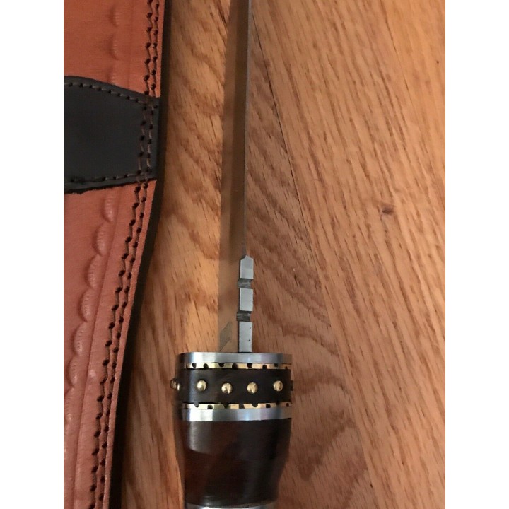 Couteau Scottish Dirk Scotland Sgian Dubh Lame Acier Inox Manche Os/Bois Etui Cuir MR570 - Livraison Gratuite
