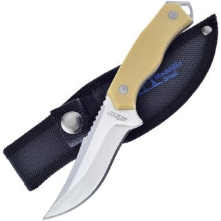 FBKH017IV Lot de 2 Couteau de Chasse Frost Cutlery Skinner Imitation Ivoire Lame Acier Inox Etui Nylon - Livraison Gratuite
