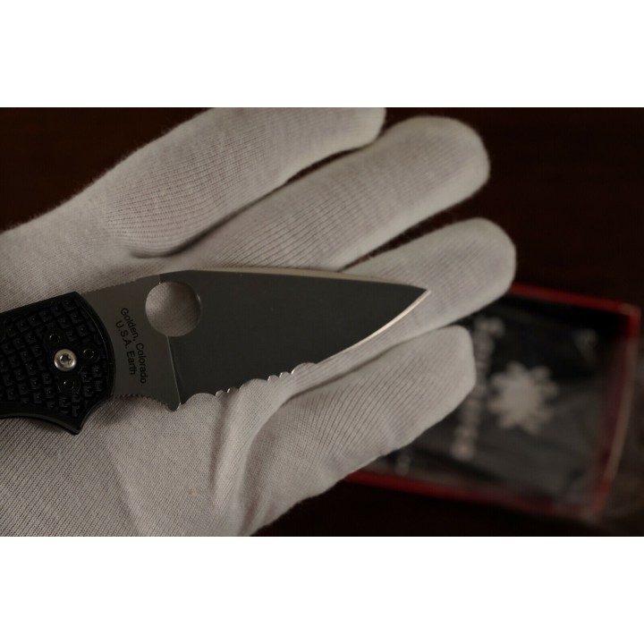 Couteau Spyderco Native 5 Lame Acier CPM-S35VN Part Serr Manche FRN Lockback Made USA  SC41PSBK5 - Livraison Gratuite