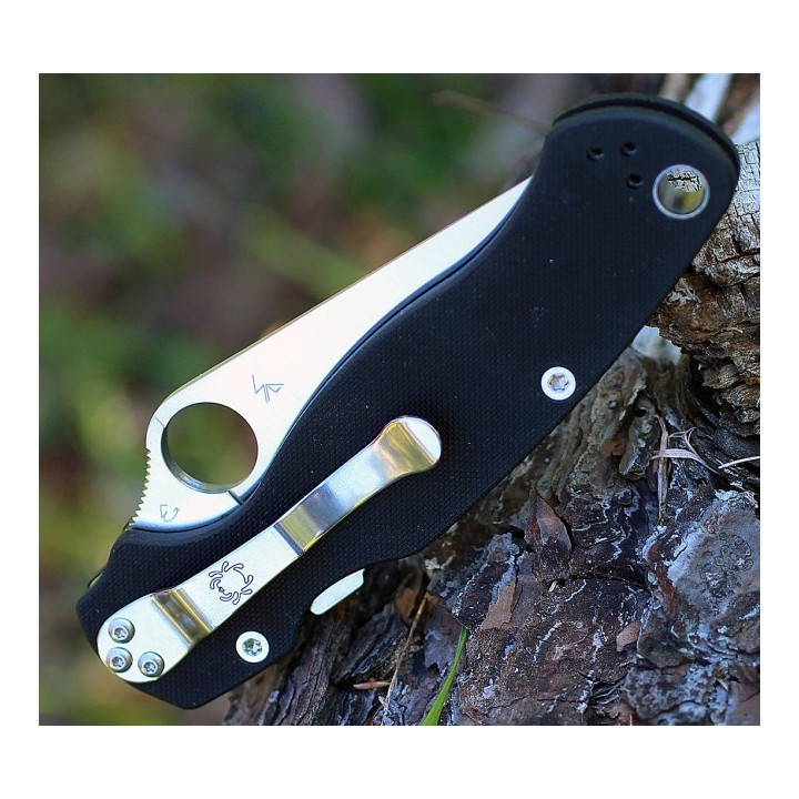 Couteau Spyderco Paramilitary 2 Lame Acier S30V Serr Manche G-10 Compression Lock Made In USA SC81GS2 - Livraison Gratuite