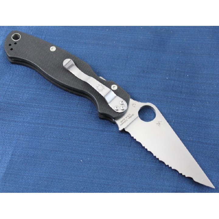 Couteau Spyderco Paramilitary 2 Lame Acier S30V Serr Manche G-10 Compression Lock Made In USA SC81GS2 - Livraison Gratuite