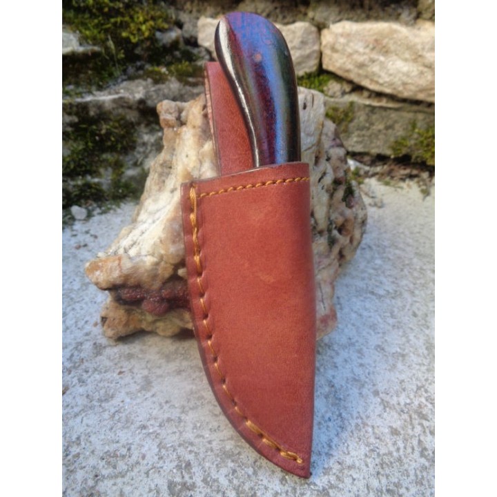 Lot de 3 Couteau Bushcraft Skinner Lame Acier Carbone 1055 Manche Micarta Etui Cuir PA203423 - Livraison Gratuite