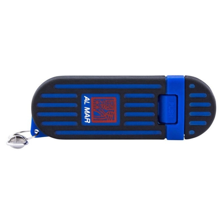 Lot de 2 Couteau de Cou Al Mar Stinger Keyring Blue Lame Acier D2 Manche & Etui PP + TPR AMK1001BKBLBL - Livraison Gratuite