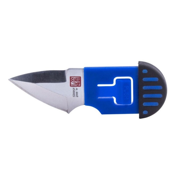Lot de 2 Couteau de Cou Al Mar Stinger Keyring Blue Lame Acier D2 Manche & Etui PP + TPR AMK1001BKBLBL - Livraison Gratuite