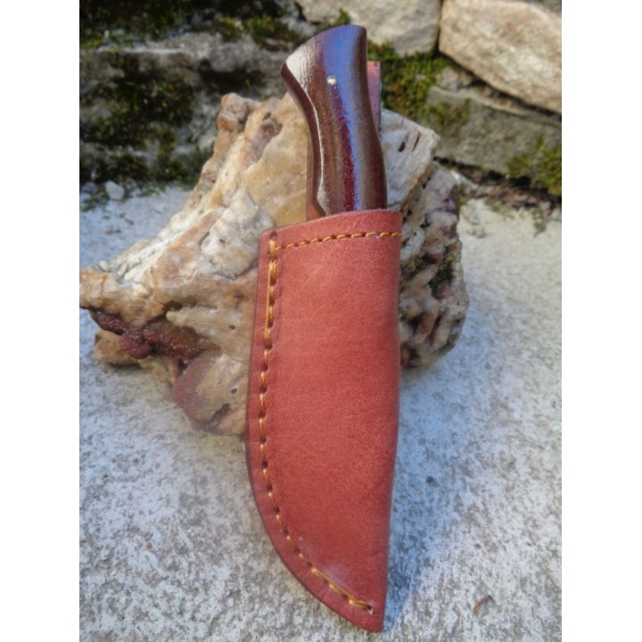 Lot de 3 Couteau Bushcraft Skinner Lame Acier Carbone 1055 Manche Micarta Etui Cuir PA203422 - Livraison Gratuite