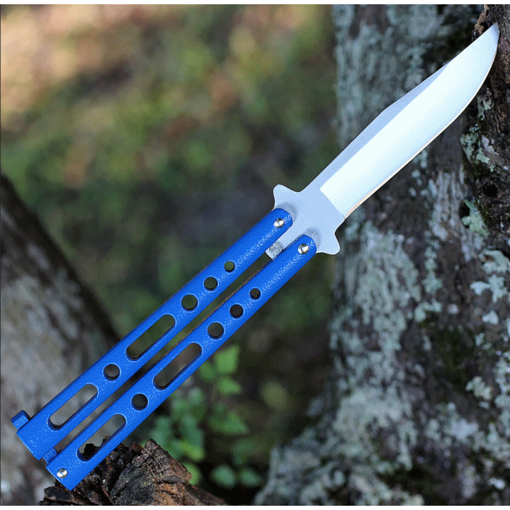 Couteau Papillon Ballisong Butterfly Blue Lame Acier 440 Manche Zinc Made In USA BenchMark BM011 - Livraison Gratuite