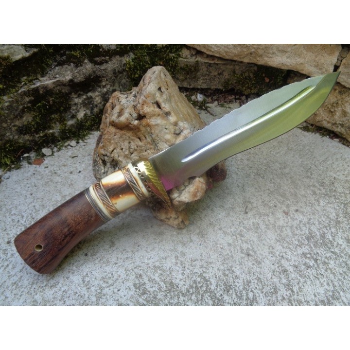 Couteau Frost Cutlery Willow Bowie Torch Bone Lame Acier Inox Manche Os/Bois Etui Cuir FCW621BNW - Livraison Gratuite