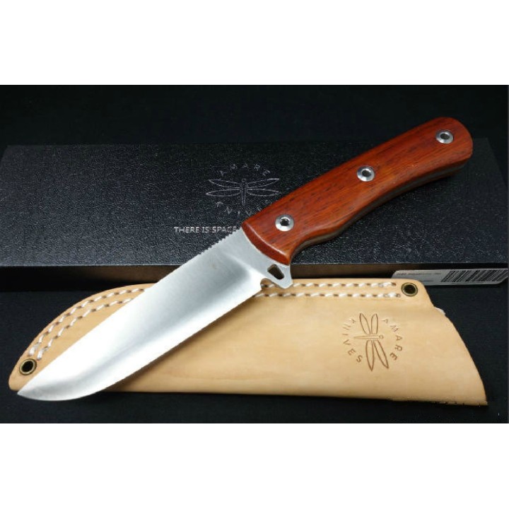 Couteau Duro Expedition One Lame Acier Böhler K110 Manche Ebène Etui Cuir AMR202003 - Livraison Gratuite