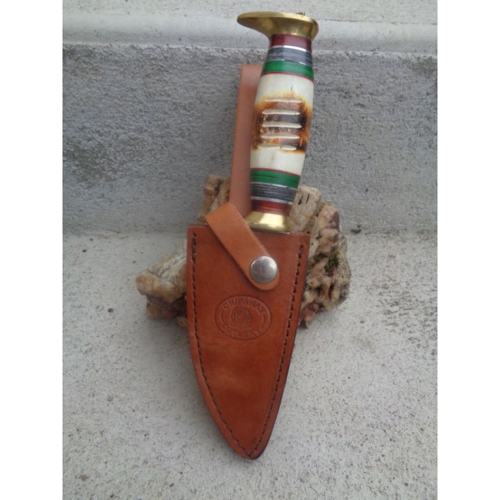 Couteau Poignard Frost Cutlery Chipaway Torchbone Lame Acier Carbone Manche Os Etui Cuir FCW1120TB - Livraison Gratuite