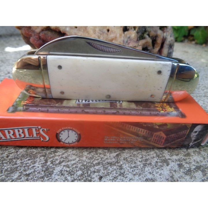 Couteau Bouledogue Marbles Sunfish White Smooth Bone 2 Lames  Acier Inox Manche Os MR581 - Livraison Gratuite