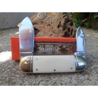 Couteau Bouledogue Marbles Sunfish White Smooth Bone 2 Lames  Acier Inox Manche Os MR581 - Livraison Gratuite