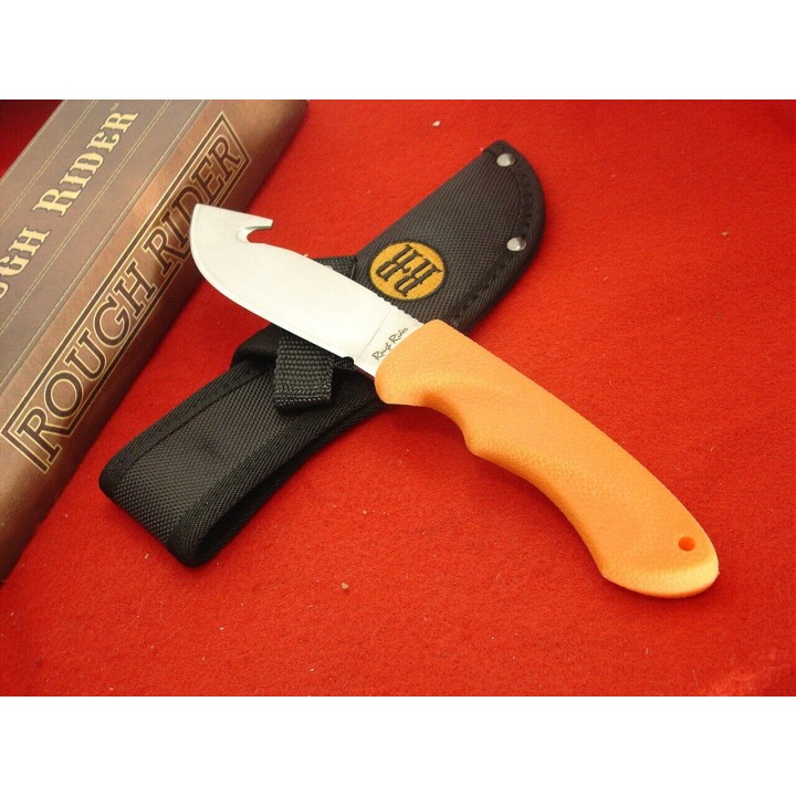 RR1446 Lot de Couteaux 3 Skinner Rough Rider Guthook Lame Acier inox Manche Orange Abs Etui Nylon - Livraison Gratuite