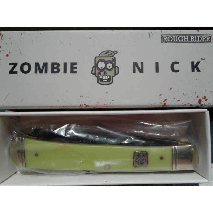 RR1452 Couteau Rough Rider Zombie Nick Trapper 2 Lame Acier 440 Manche Os - Livraison Gratuite