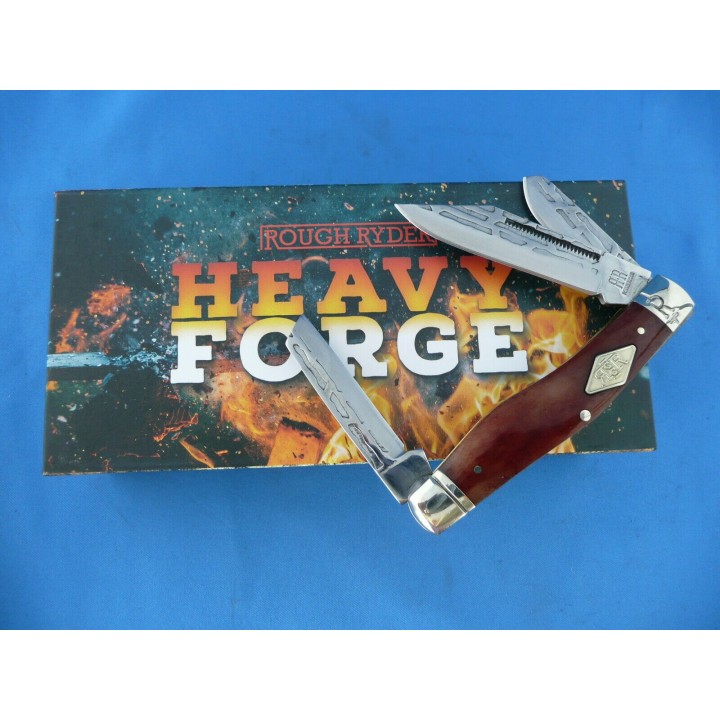 RR1977 Couteau Rough Rider Heavy Forge Stockman Lames Forgées Manche Os - Livraison Gratuite