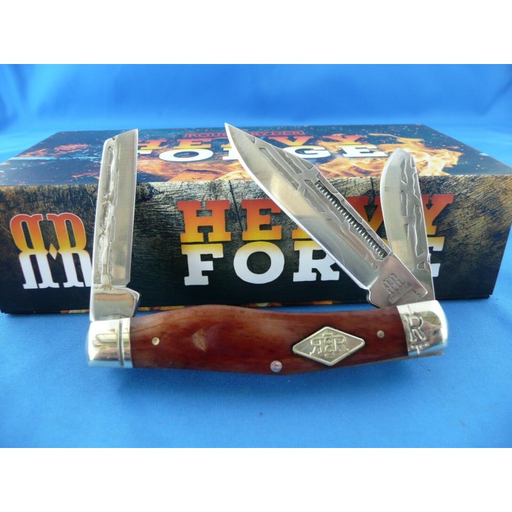RR1977 Couteau Rough Rider Heavy Forge Stockman Lames Forgées Manche Os - Livraison Gratuite