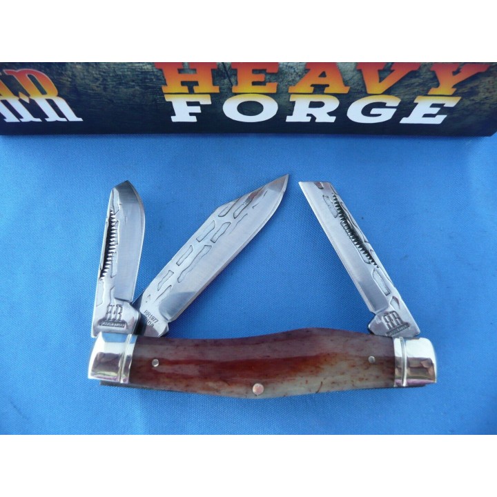 RR1977 Couteau Rough Rider Heavy Forge Stockman Lames Forgées Manche Os - Livraison Gratuite