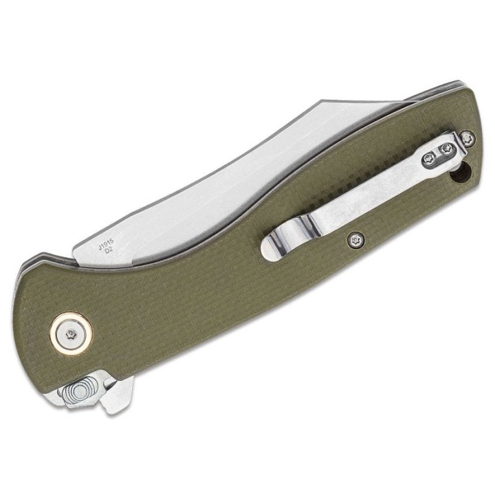 Couteau CJRB Kicker Flipper Green Manche G10 Lame Tanto Reverse Acier D2 Recoil-Lock Clip J1915GN - Livraison Gratuite