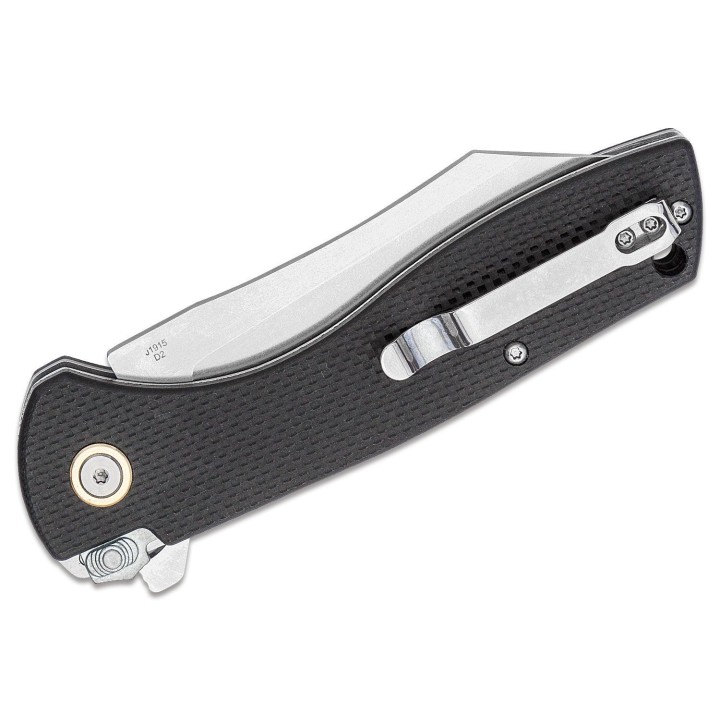 Couteau CJRB Kicker Flipper Black Manche G10 Lame Tanto Reverse Acier D2 Recoil-Lock Clip J1915BK - Livraison Gratuite