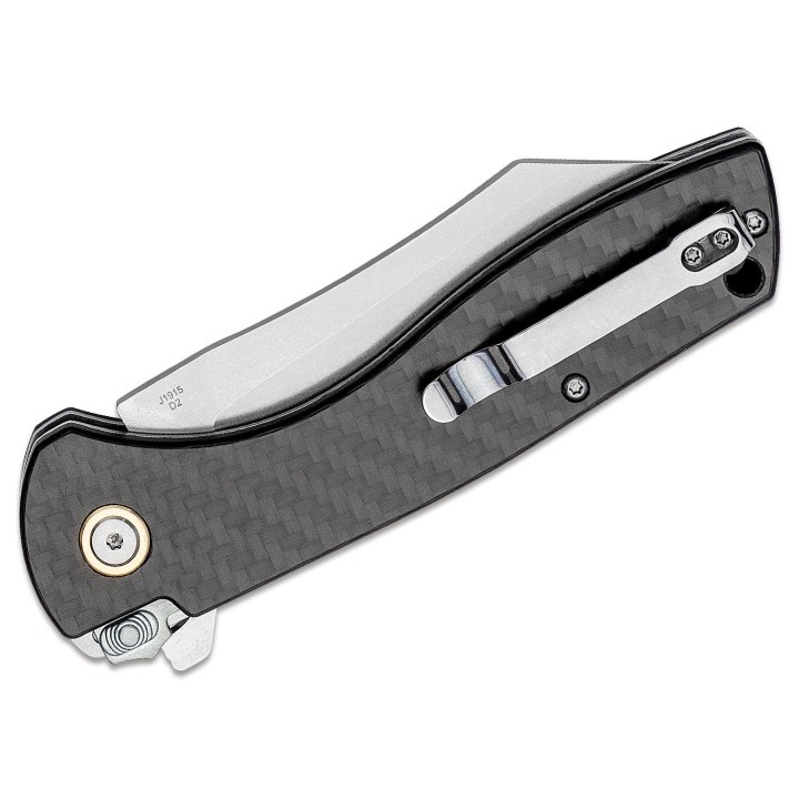 Couteau CJRB Kicker Flipper CF Manche Fibre Carbone Lame Tanto Reverse Acier D2 Recoil-Lock J1915CF - Livraison Gratuite