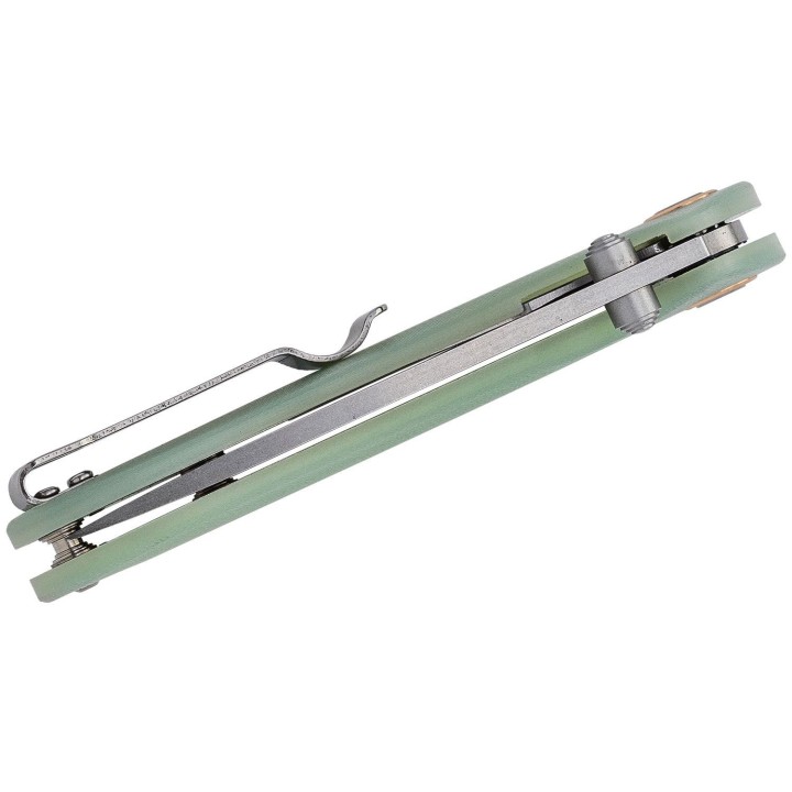 Couteau CJRB Small Feldspar Translucent Lame Acier D2 Manche Green G10 LinerLock Clip J1912SNTG - Livraison Gratuite