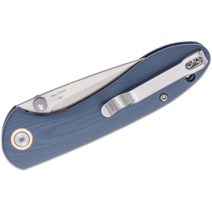 Couteau CJRB Small Feldspar Blue/Gray Lame Acier D2 Manche Green G10 LinerLock Clip J1912SGYC - Livraison Gratuite