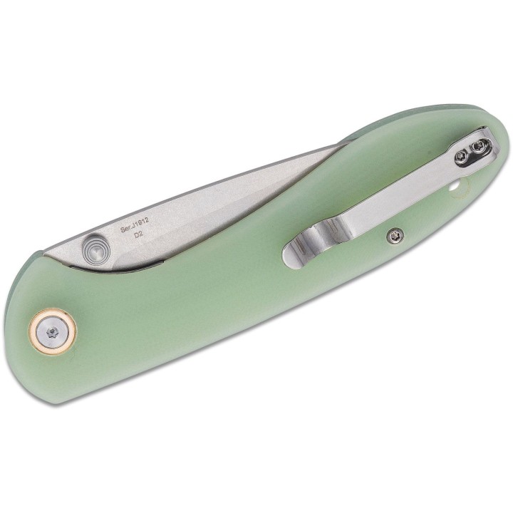 Couteau CJRB Feldspar Translucent Lame Acier D2 Manche Jade G10 LinerLock Clip J1912NTG- Livraison Gratuite