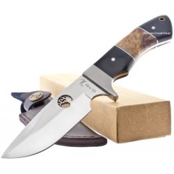 Couteau de Chasse Elk Ridge Hunter Manche en bois différents Acier 440 Housse Cuir ER073 - Livraison Gratuite