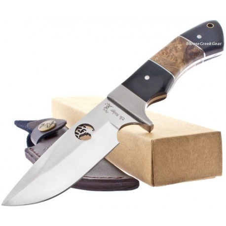 Couteau de Chasse Elk Ridge Hunter Manche en bois différents Acier 440 Housse Cuir ER073 - Livraison Gratuite