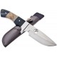 Couteau de Chasse Elk Ridge Hunter Manche en bois différents Acier 440 Housse Cuir ER073 - Livraison Gratuite