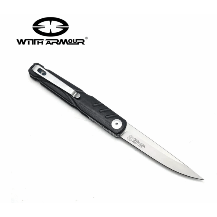 Couteau WithArmour Stark Lame Acier D2 Manche G10 Linerock Clip WAR094BKG - Livraison Gratuite
