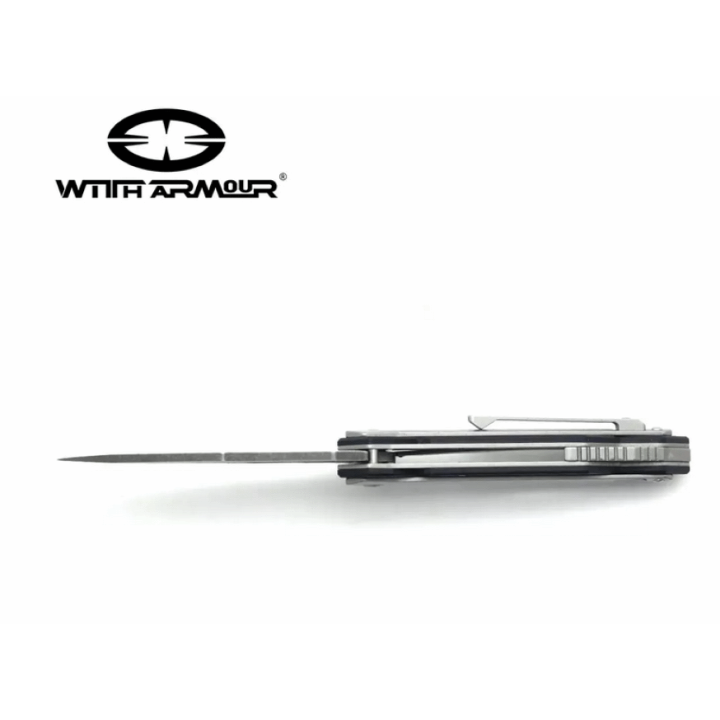 Couteau WithArmour Fin Lame Acier D2 Manche G10/Acier Linerock Clip WAR066BK - Livraison Gratuite