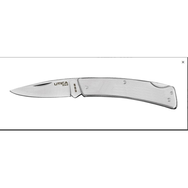 Couteau Utica Ridge Lockback Lame Acier Carbone 1055 Manche Acier Made USA UTK11131029CP - Livraison Gratuite