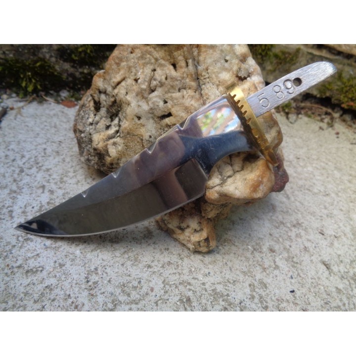 Lot de 2 Lames de Couteau à Customiser Clip Blade Acier Carbone Dos Guilloché + Etui Cuir BL7723 - Livraison Gratuite